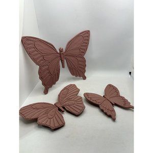 syroco wall plaques Butterflies Set Of 3 Dusty Rose Mauve